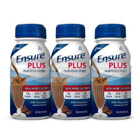 Ensure Plus Nutrition Shake, Milk Chocolate, 8 ounce Bottle, 24 Count