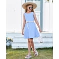 thumbnail image 4 of XADYUY Girls Beach Dress Casual A-Line Sleeveless Midi Dress Cute Basic Crew Neck Swing Sundresses with Pockets for 4-14t Kids,Pink,11-12Years, 4 of 5
