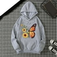 thumbnail image 2 of Fiaer Women's Hoodies Floral Printed Oversized Hooded Sweatshirts Long Sleeve Drawstring Drop Shoulder Baggy Tops with Pcoket Grey XL, 2 of 3