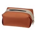 thumbnail image 4 of Bolsa de Tejido Macarena de cuero PU contenedor a prueba de polvo servilletero plegable para decoración del hogar mostrador oficina mesa marrón, 4 of 8