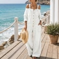thumbnail image 5 of Edvintorg Denim Jumpsuit for Women Plus Size Adjustable Straps Long Sleeve Loose Casual Jean Jumpsuits Women's Clothes S-3XL White, 5 of 8