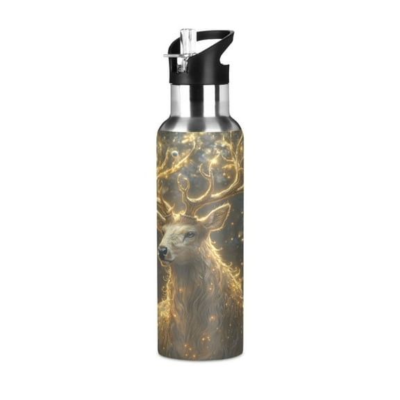ALAZA Magic Deer Water Bottle Insulated Flask Stainless Steel Straw Lid 20 oz