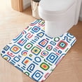 thumbnail image 2 of Yayeee Bath Rugs for Bathroom Floor Set of 2 Non Slip Fluffy Soft Absorbent Mat, Blue Retro Pattern, 2 of 7