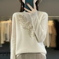 thumbnail image 2 of GBSYEWXS Sweaters For Women Warm Autumn Pullover Long Sleeve High Neck Solid Color Beige Sweater, 2 of 4
