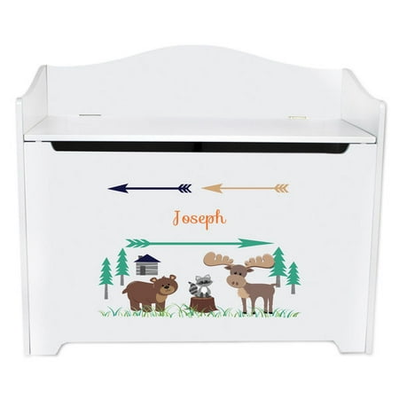 Personalized Coral Forest Animals White Toy Box Bench Walmart Com