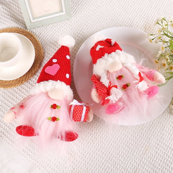 Msgweeeg Valentine's Day Gift Cute Plushies Light-up Knitted Hat Doll Heart-shaped Faceless Doll