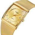 thumbnail image 2 of Men Watch Classic Analog Quartz Date Stainless Steel Milanese Mesh Band Ultra-Thin Rectangle Dial Luminous, 2 of 6