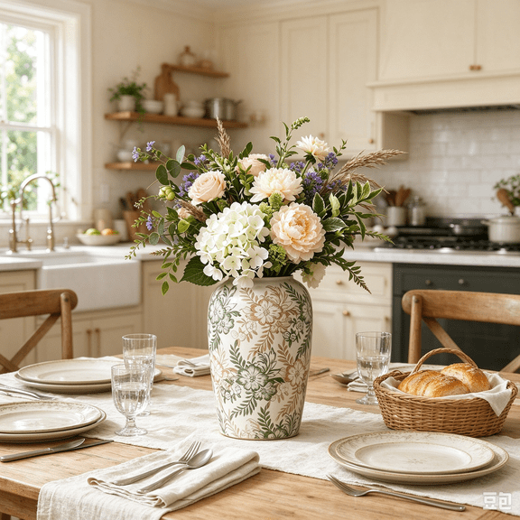 Ceramic Flower Vase for Table Decor,Ceramic Vase Farmhouse Vase Home Decor, Perfect for Fresh/Dried Flowers