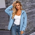 thumbnail image 4 of thefmos Women Plus Size Fall Winter Long Sleeve Zip Up Hoodie Jackets Collared Warm Solid Casual Outwear Coats with Pockets Fashion Coat, Sky Blue S, 4 of 7