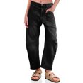 thumbnail image 2 of High Waisted Wide Leg Vintage Denim Pants Women Baggy Barrel Horseshoe Jeans, 2 of 7