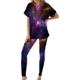 thumbnail image 3 of DHFJKG 2 Piece Sets For Women Summer Workout Outfits Short Sleeve Loungewear Sets Galaxy Printed Leggings Casual Tracksuits Comfortable Outfit, 3 of 6