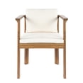 thumbnail image 4 of Set of 4 Outdoor Dining Chairs with Curved Acacia Wood Arms and Cream Cushions, 4 of 10