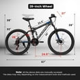 thumbnail image 3 of UPANBIKE Mountain Bike for Women Men Teens 24/26/27.5 Inch Wheels, Dual Full Suspension 21-Speed Steel Frame Birthday Gift Commuter to School Work Outdoor Sports Cycling, 3 of 8