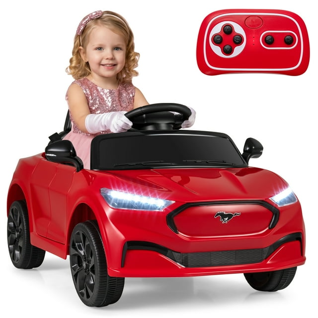 Gymax Licensed Ford Mach E Electric Vehicle w/Parent Control LED Lights Horn Music Red