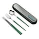 thumbnail image 1 of Cubiertos de viaje reutilizables de acero inoxidable, juego de utensilios con estuche, fiambrera portátil para camping y oficina, 1 of 6