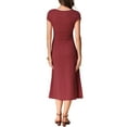 thumbnail image 3 of INSPIRE CHIC Women's Cap Sleeve Casual Classic Summer Midi Polka Dot Dresses XL Wine Red, 3 of 6