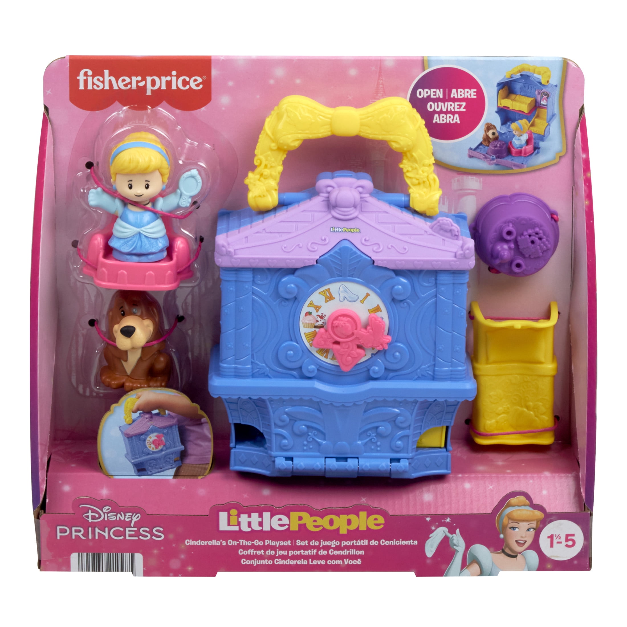 Disney Princess Cinderella On-the-Go Playset for Toddler Pretend Play, 2 Figures