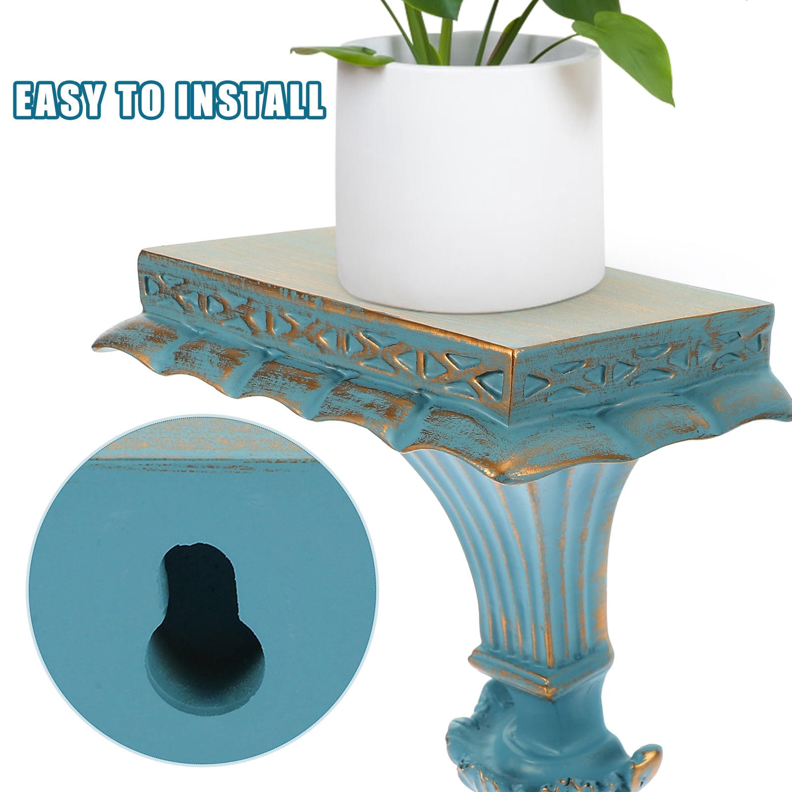 Zehuanyu  Nordic Style Storage Holder Resin Floating Shelf Wall Macrame Hanging Vintage Sky-blue