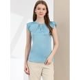 thumbnail image 2 of INSPIRE CHIC Women's Cut Out Keyhole Back Straight Solid Pleated Cap Sleeve Blouse, 2 of 6