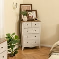 thumbnail image 2 of Gymax 38'' Farmhouse Chest of Drawers w/ 5 Folding Fabric Drawers & Anti-tipping Kit Gray, 2 of 10