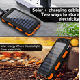 thumbnail image 3 of 20000mAh Solar Charger Power Bank - Portable Waterproof Outdoor Solar Battery Charger with LED Flashlight and Compass - Suitable for Camping, Hiking, Emergency (Orange), 3 of 10