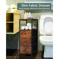 thumbnail image 4 of Narrow Dresser for Bathroom, Slim Dresser Storage Cabinet, Chest of 3 Fabric Drawers with Wood Shelf, Bedroom Organizer Tower for Small Space, Closet, Laundry, Black, 4 of 8