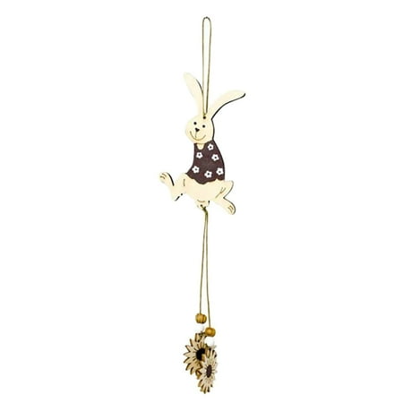 

Chamat Easter Wooden Pendant Hanging Decoration Happy Easter Rabbit Bird Rooster Eggs Flower Design for Home Party Decor A