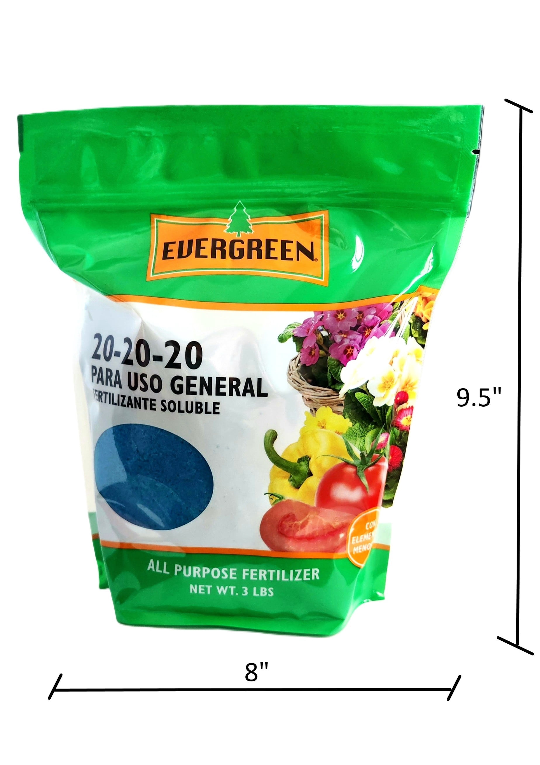 Evergreen All Purpose Blue Water Soluble Fertilizer Plant Food 20-20-20 3 lb