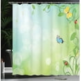 thumbnail image 4 of Ambesonne Butterfly Shower Curtain, Spring Flowers Sunny, 69"Wx75"L, Pale Green, 4 of 5