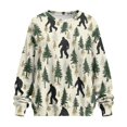 thumbnail image 4 of SCRAWLGOD Bigfoot Tree Print Beige Women Crewneck Sweatshirts with Pockets Long Sleeve Drop Shoulder Pullovers Comfortable Trendy Loose Fit Clothes for Daily Wear, XXL, 4 of 7