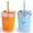 Orange and Blue, variant on PopYum 9oz Insulated Stainless Steel Kids’ Cups with Lid and Straw, 2-Pack, Orange, Blue