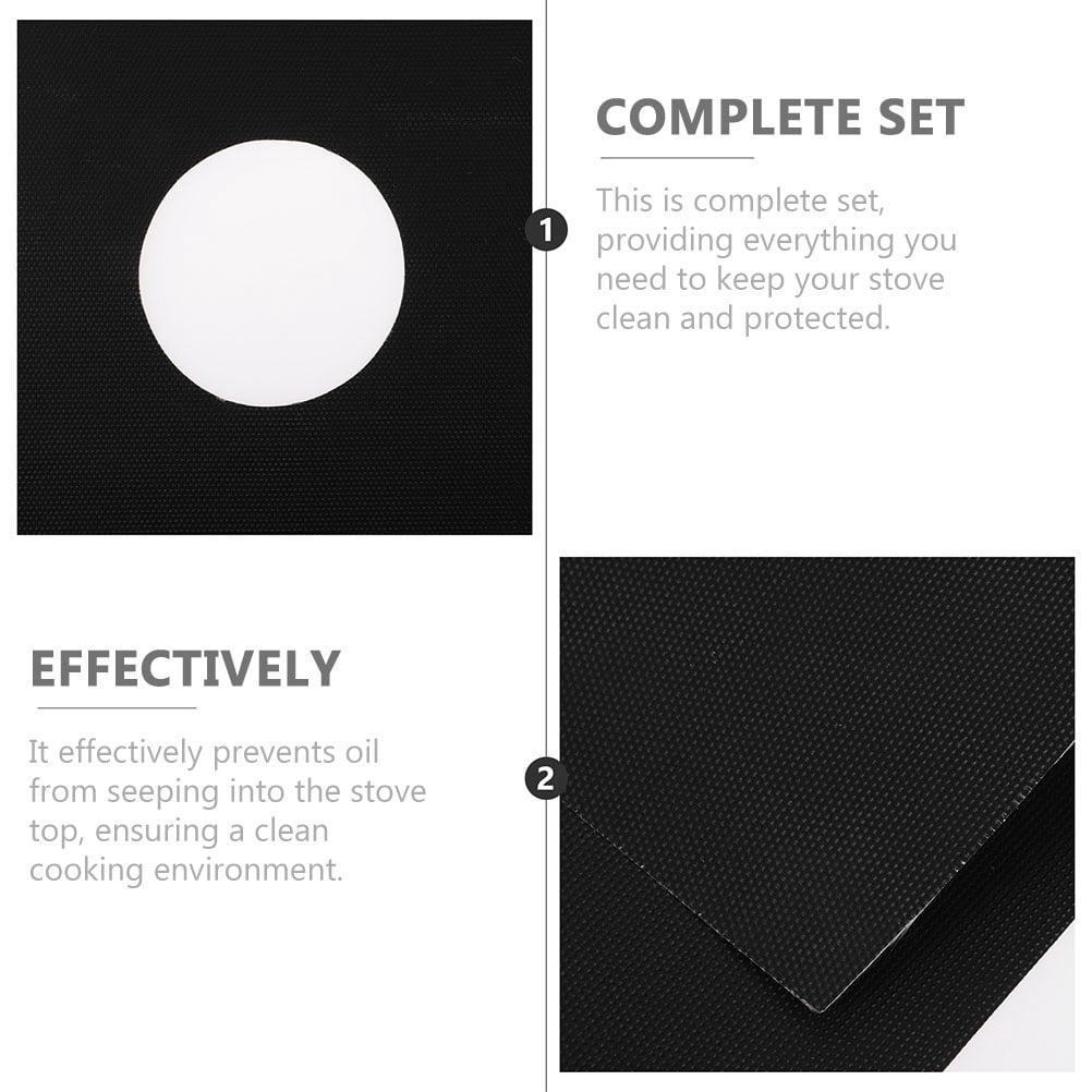 AURARMLET 1Set Reusable Black Gas Range Covers Stove Burner Protective Oil Proof Mats
