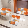 thumbnail image 4 of Burnt Orange Grey Bath Mat 3 Piece Bathroom Rug Set, Modern Oil Painted Geometric Abstract Non Slip Bath Rug Contour Mat and Toilet Lid Cover, Absorbent Shower Mats Soft Bath Rugs and Mats Sets, 4 of 8