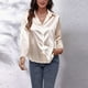 thumbnail image 4 of Camisa de Manga Larga Nikou para Mujer de Satén y Seda Color Champán Talla M, 4 of 8