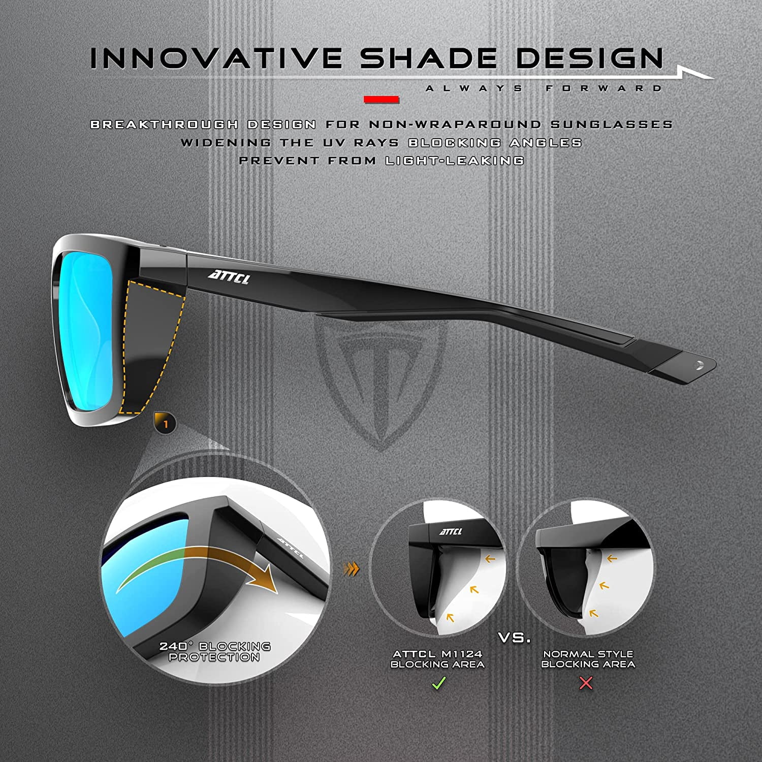 ATTCL Mens Fashion Polarized Sunglasses for Men Sports Fishing glasses 1124 C13-Black-Black-blue