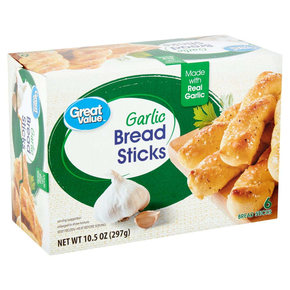 Great Value Garlic Bread Sticks, 6 count, 10.5 oz
