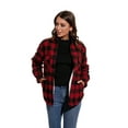 thumbnail image 7 of SAILWIND Women's Battery Heated Sherpa Wool Shirt Long Sleeve Red Plaid Top, 7 of 7