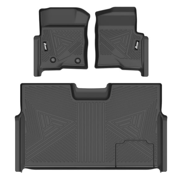 Ikon Motorsports 3D Molded TPE Floor Mats Fits 2009-2014 Ford F-150 Super Crew Cab, IKON Black Waterproof Non-Slip Floor Liners, Front 2nd Row Carpets 3PCS