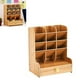 thumbnail image 3 of Organizador de escritorio de madera multifuncional, soporte para bolígrafos, para el hogar, la oficina, suministros escolares, estante de almacenamiento con cajón, color cereza, 3 of 8