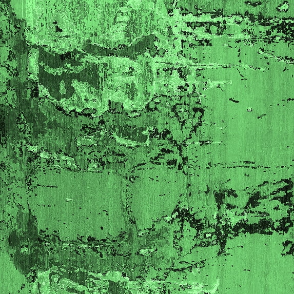 Ahgly Company Indoor Square Oriental Emerald Green Industrial Area Rugs, 4' Square