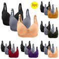 thumbnail image 1 of Sentmoon 3 Pieces Bras for Women No Underwires Oversize Comfortable Bras for Women Lift Adjustable Strap Solid Color Seamless Bras Trendy for Travel Yellow 44/100, 1 of 4