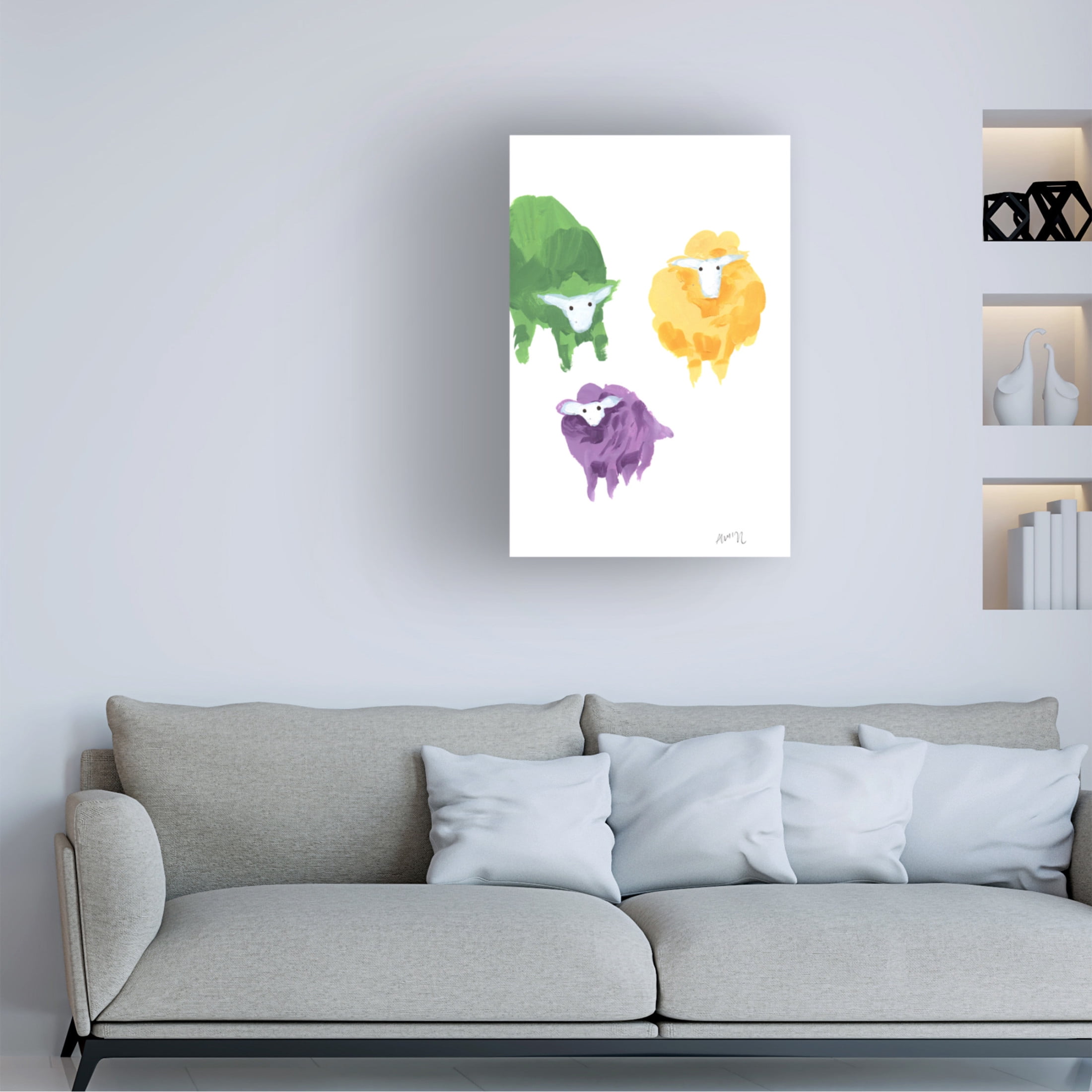Trademark Fine Art Ania Zwara Sheep Triplets Canvas Wall Art