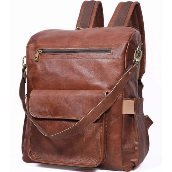 Genuine Leather Laptop Backpack for Women Designer Brown Leather Backpack Purse with 15.6-inch Laptop Computer Compartment Best for Work, Travel, and Daily Use