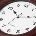 thumbnail image 6 of Brown Modern Decorative Octagon Shaped Wood- Looking Plastic Wall Clock for Living Room, Kitchen, or Dining Room, 6 of 8