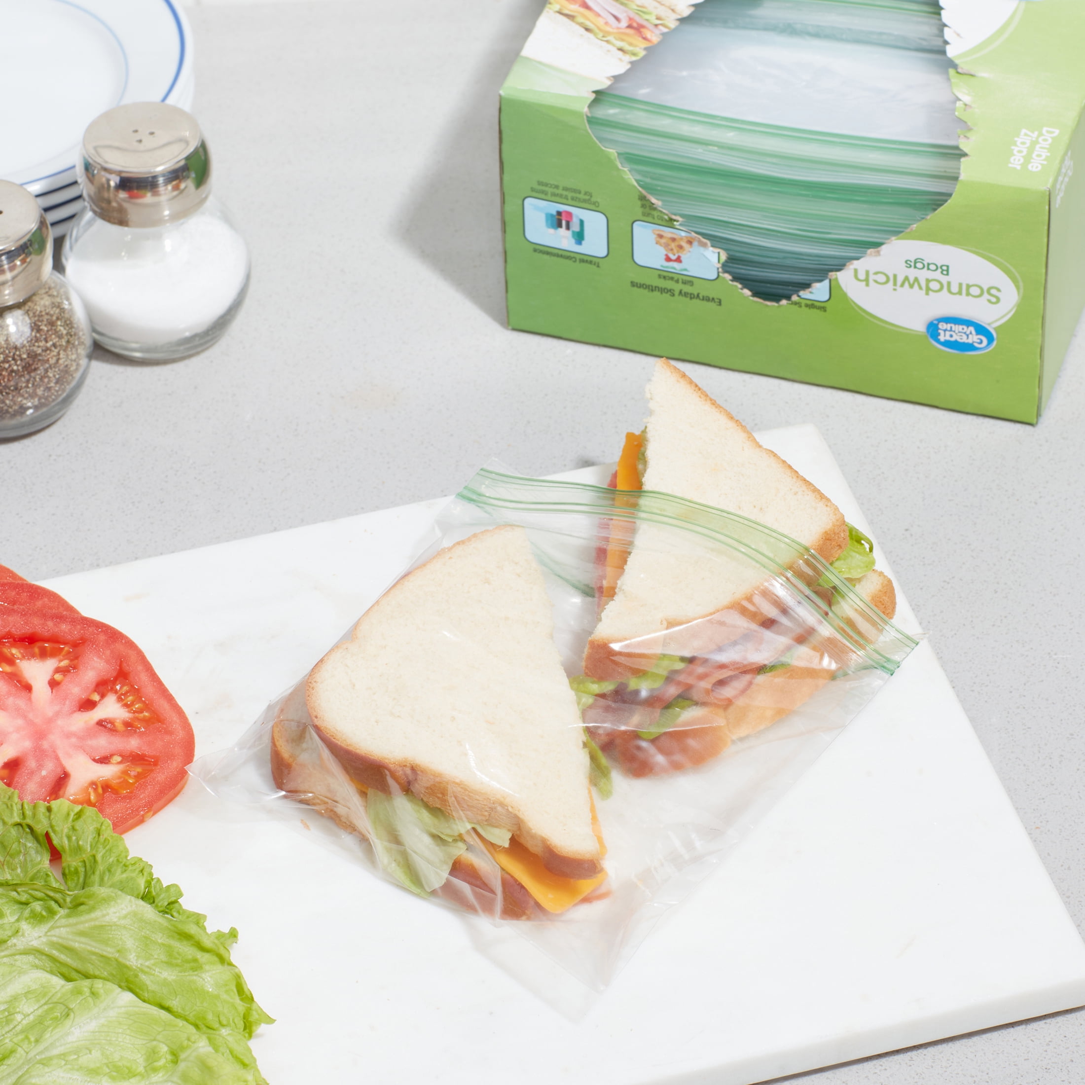 300 Fold Top Sandwich Bags Lunch Treat Baggies Snack School Plastic Food  Storage 