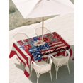 thumbnail image 3 of 60x120 Inch Outdoor Tablecloth with Umbrella Hole Zipper Rectangle American Flag Rectangular Tablecloths Outside Waterproof Red Stripe Blue Star Patriotic Floral Patio Table Cover for Picnic Party, 3 of 8