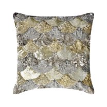 Cushion Cover, Decorative Silver & Gold 22"x22" (55x55 cm) Throw Pillow Covers, Silk Sequins & Fish Scales Throw Pillows For Sofa, Abstract Pattern Modern Style - Altimo