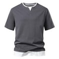 thumbnail image 4 of Fanxing Mens Golf Shirts with Collar Clearance Dark Gray Comfort Crewneck Short Sleeve Tees Stretchy Basic Summer Tops L, 4 of 5