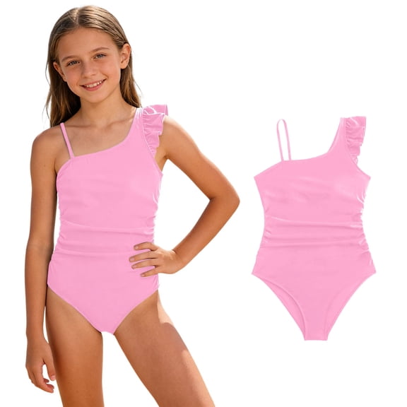 Girls Swimming Suits Adjustable Strap Ruffled Swimsuits Girls 1 Piece Bathing Suits Swimsuits Girls 12-13 Years