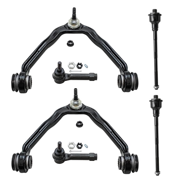 Detroit Axle - 6pc Front End Kit for Chevrolet Tahoe Silverado Suburban Avalanche GMC Sierra Yukon XL 1500 Cadillac Escalade, 2 Upper Control Arms with Ball Joints 4 Inner Outer Tie Rods Replacement